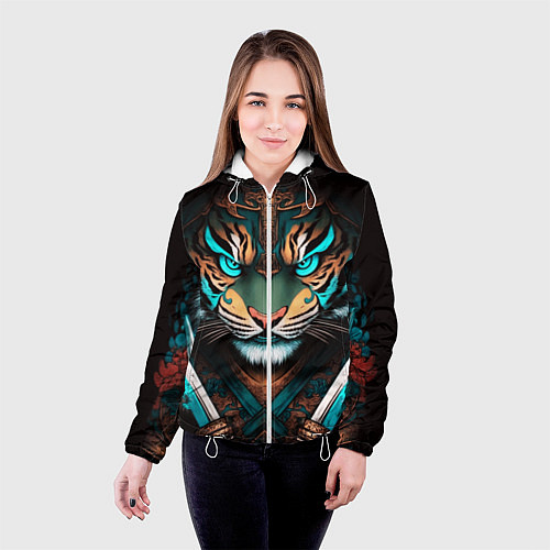 Женская куртка Тигр самурай / 3D-Белый – фото 4