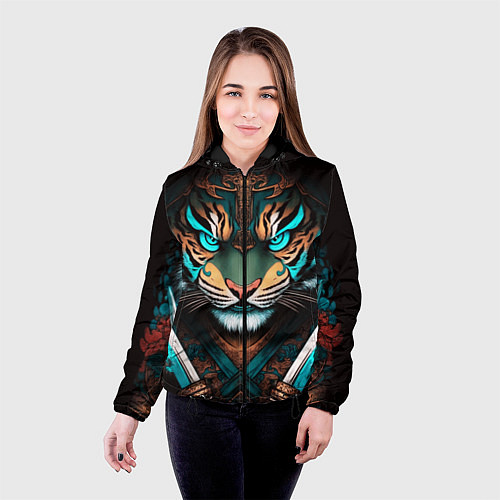 Женская куртка Тигр самурай / 3D-Черный – фото 4