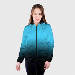 Куртка с капюшоном женская Градиент чёрно-голубой, цвет: 3D-черный — фото 2