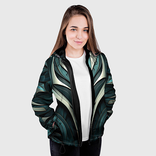 Женская куртка Абстрактные узор в виде лица / 3D-Черный – фото 3