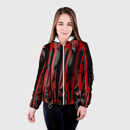 Женская куртка Пластик красно-черный / 3D-Белый – фото 4