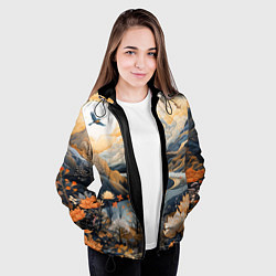 Куртка с капюшоном женская Солнечное утро в цветущих горах, цвет: 3D-черный — фото 2
