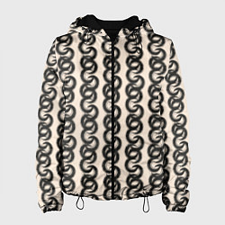 Куртка с капюшоном женская Абтракция Геометрический узор в этническом стиле, цвет: 3D-черный