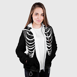 Куртка с капюшоном женская Скелет: ребра и нож, цвет: 3D-белый — фото 2