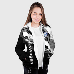 Куртка с капюшоном женская Фольцваген - белый камуфляж, цвет: 3D-белый — фото 2