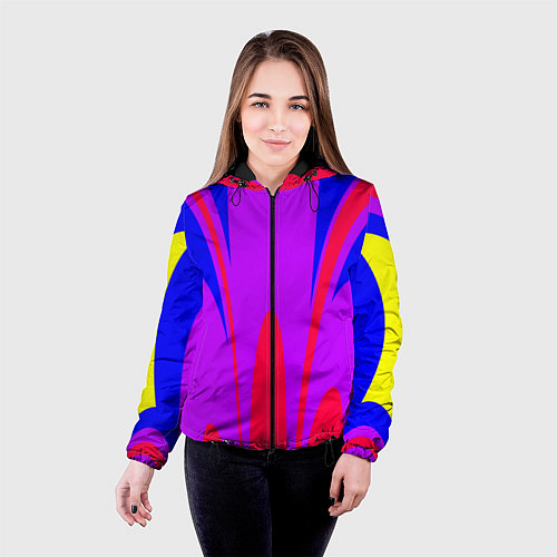 Женская куртка Яркий цветной мотив / 3D-Черный – фото 4