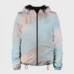 Куртка с капюшоном женская Нежно розовые и голубые размытия, цвет: 3D-черный