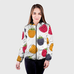 Куртка с капюшоном женская Разноцветная малина, цвет: 3D-черный — фото 2