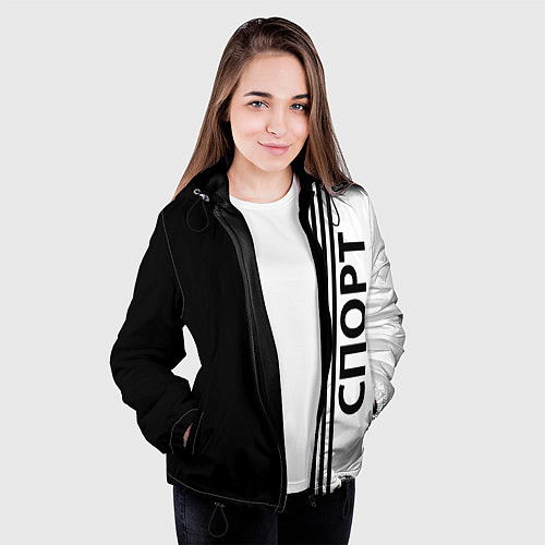 Женская куртка Спорт три полоски / 3D-Черный – фото 3