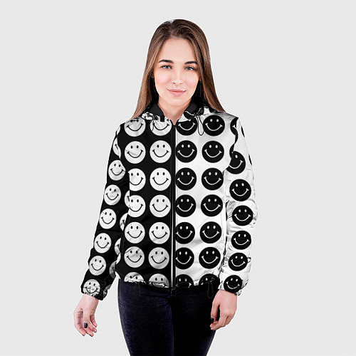 Женская куртка Smiley black and white / 3D-Черный – фото 4