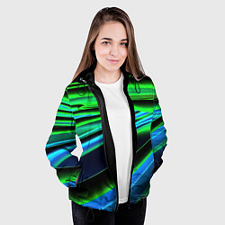 Куртка с капюшоном женская Green geometry abstract, цвет: 3D-черный — фото 2