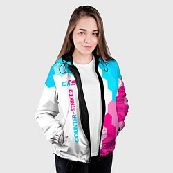 Куртка с капюшоном женская Counter-Strike 2 neon gradient style: по-вертикали, цвет: 3D-черный — фото 2