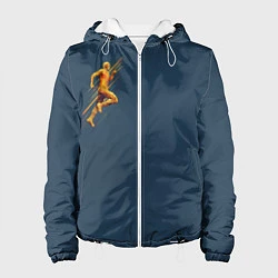 Куртка с капюшоном женская Золотой бегущий человек, цвет: 3D-белый