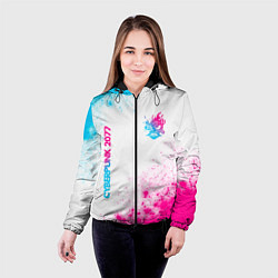 Куртка с капюшоном женская Cyberpunk 2077 neon gradient style: надпись, симво, цвет: 3D-черный — фото 2