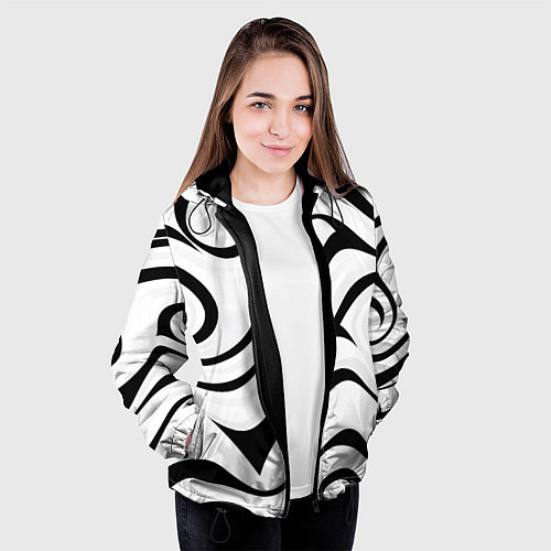 Женская куртка Анималистическая абстракция зебры / 3D-Черный – фото 3