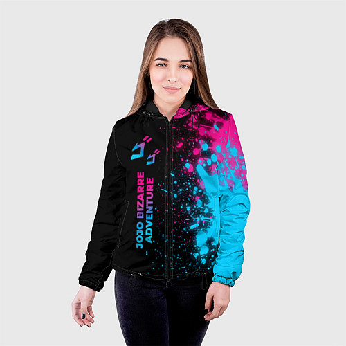 Женская куртка JoJo Bizarre Adventure - neon gradient: по-вертика / 3D-Черный – фото 4