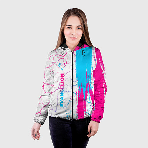 Женская куртка Evangelion neon gradient style: по-вертикали / 3D-Черный – фото 4