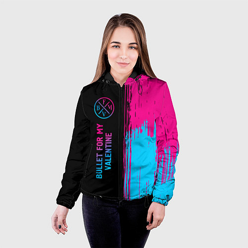 Женская куртка Bullet For My Valentine - neon gradient: по-вертик / 3D-Черный – фото 4