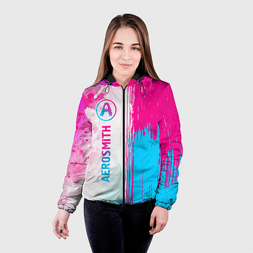 Женская куртка Aerosmith neon gradient style: по-вертикали / 3D-Черный – фото 4