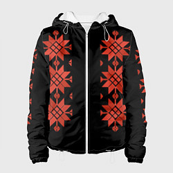 Куртка с капюшоном женская Удмуртский - вертикаль black 2, цвет: 3D-белый