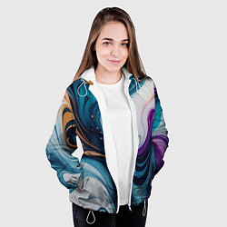 Куртка с капюшоном женская Жидкий цветной узор - нейросеть, цвет: 3D-белый — фото 2