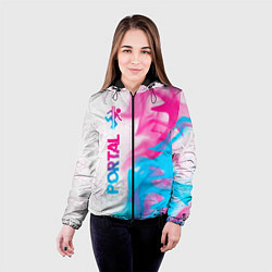 Куртка с капюшоном женская Portal neon gradient style: по-вертикали, цвет: 3D-черный — фото 2