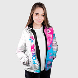 Куртка с капюшоном женская Portal neon gradient style: по-вертикали, цвет: 3D-черный — фото 2