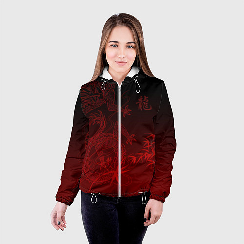 Женская куртка Дракон в градиенте / 3D-Белый – фото 4