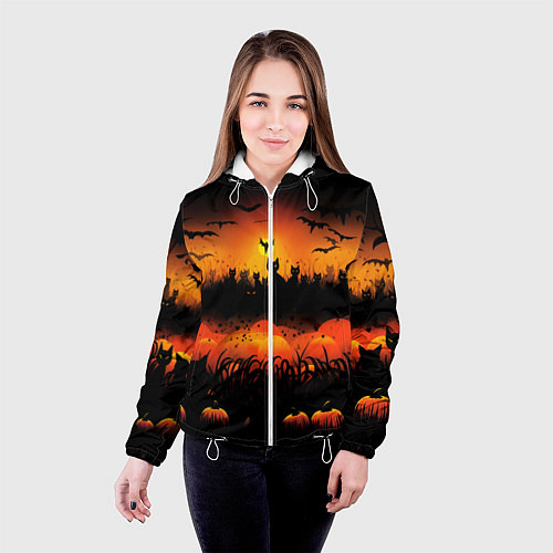 Женская куртка Кошки хэллоуина / 3D-Белый – фото 4
