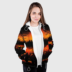 Куртка с капюшоном женская Кошки хэллоуина, цвет: 3D-белый — фото 2