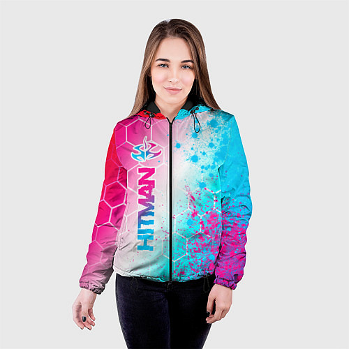 Женская куртка Hitman neon gradient style: по-вертикали / 3D-Черный – фото 4