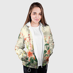 Куртка с капюшоном женская Тигровые лилии - японский стиль, цвет: 3D-белый — фото 2