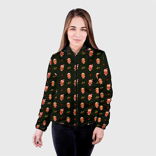 Женская куртка Christmas cockies pattern / 3D-Черный – фото 4