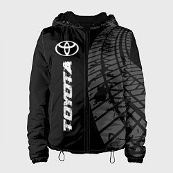 Куртка с капюшоном женская Toyota speed на темном фоне со следами шин: по-вер, цвет: 3D-черный