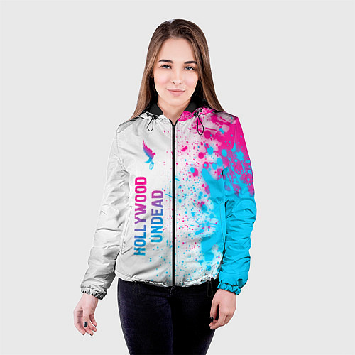 Женская куртка Hollywood Undead neon gradient style: по-вертикали / 3D-Черный – фото 4