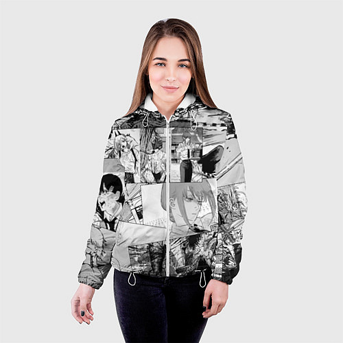 Женская куртка Человек Бензопила манга / 3D-Белый – фото 4
