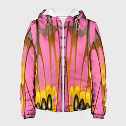Куртка с капюшоном женская Розовый бабочкин мотив, цвет: 3D-белый