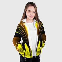 Куртка с капюшоном женская Черно-желтые мотивы, цвет: 3D-белый — фото 2