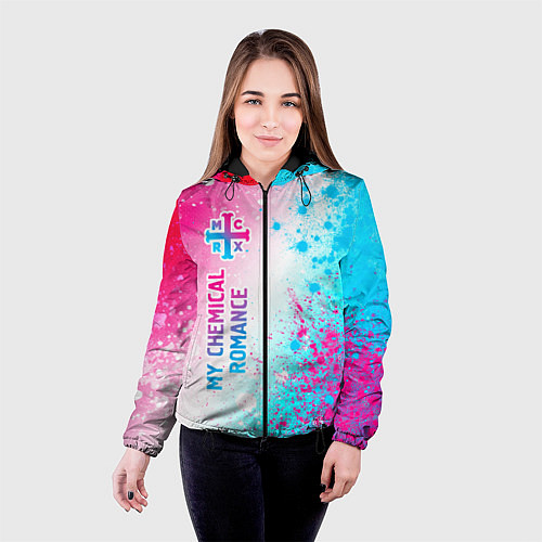 Женская куртка My Chemical Romance neon gradient style: по-вертик / 3D-Черный – фото 4