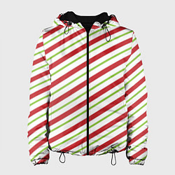Женская куртка Рождественский паттерн красно зеленые полосы