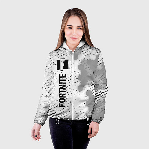 Женская куртка Fortnite glitch на светлом фоне: по-вертикали / 3D-Белый – фото 4