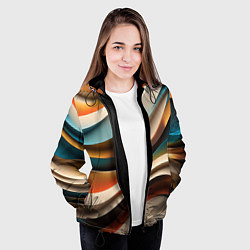 Куртка с капюшоном женская Волнистая объёмная текстура - нейросеть, цвет: 3D-черный — фото 2