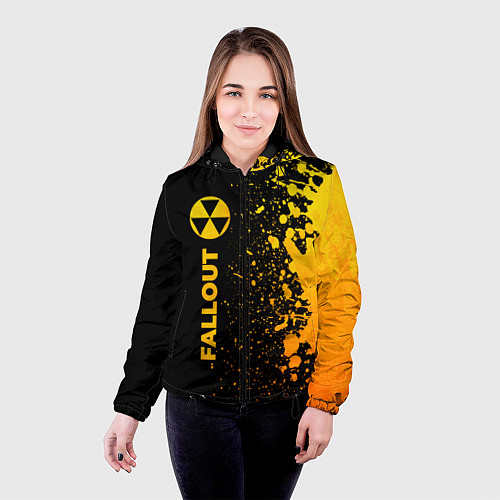 Женская куртка Fallout - gold gradient: по-вертикали / 3D-Черный – фото 4