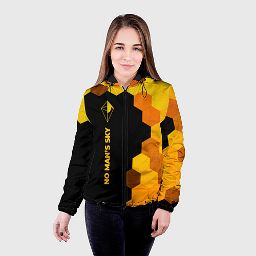 Женская куртка No Mans Sky - gold gradient: по-вертикали / 3D-Черный – фото 4