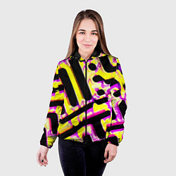 Куртка с капюшоном женская Абстракция - лабиринт, цвет: 3D-черный — фото 2