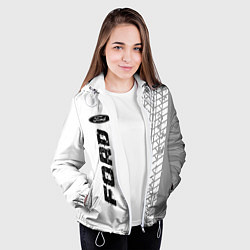 Куртка с капюшоном женская Ford speed на светлом фоне со следами шин: по-верт, цвет: 3D-белый — фото 2