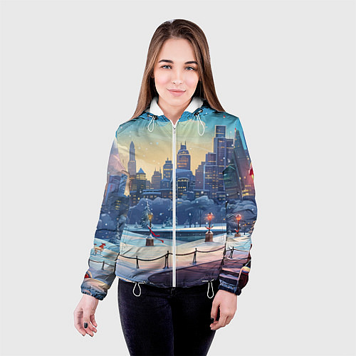 Женская куртка Зимний большой город / 3D-Белый – фото 4
