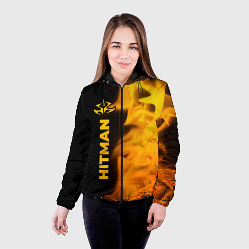 Женская куртка Hitman - gold gradient по-вертикали / 3D-Черный – фото 4