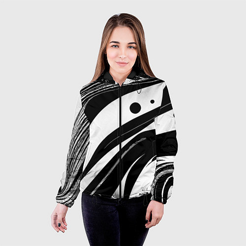 Женская куртка Abstract black and white composition / 3D-Черный – фото 4