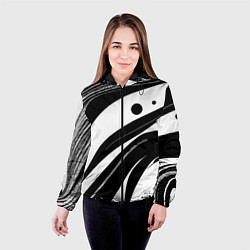 Куртка с капюшоном женская Abstract black and white composition, цвет: 3D-черный — фото 2
